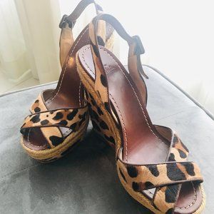 Christian Louboutin leopard pony hair wedges